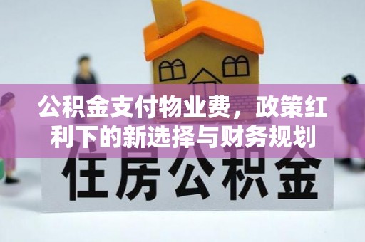 乐陵公积金支付物业费，政策红利下的新选择与财务规划