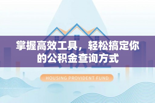 乐陵掌握高效工具，轻松搞定你的公积金查询方式